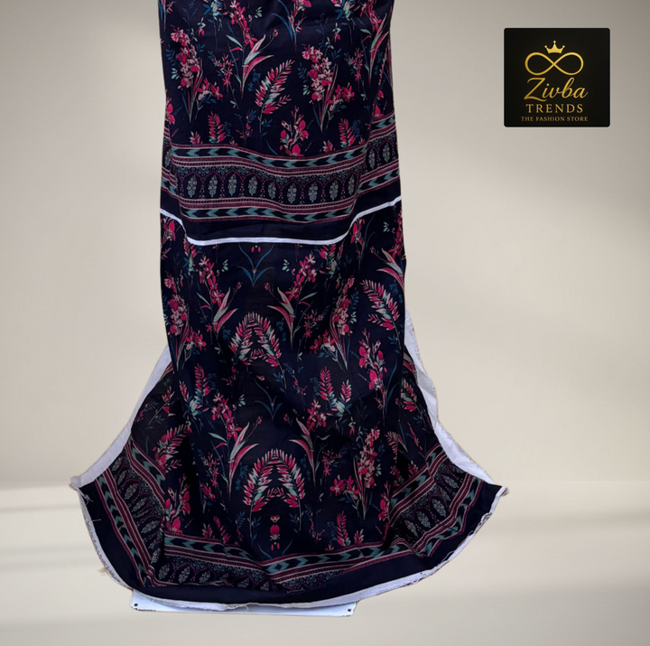 Black & Cherry Red Embroidered Suit Set with Sequence Detailing