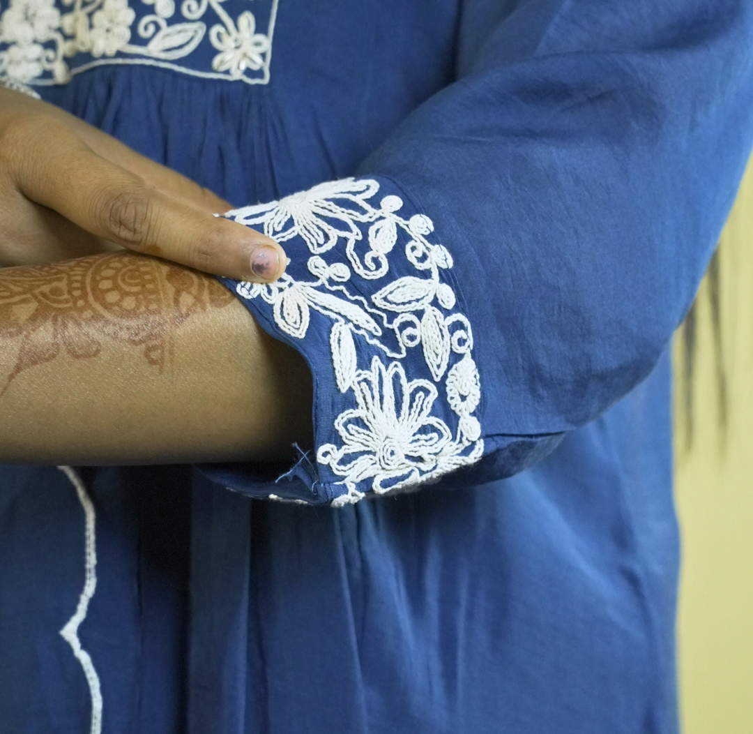 Peacock Blue Readymade Anarkali Suit Set