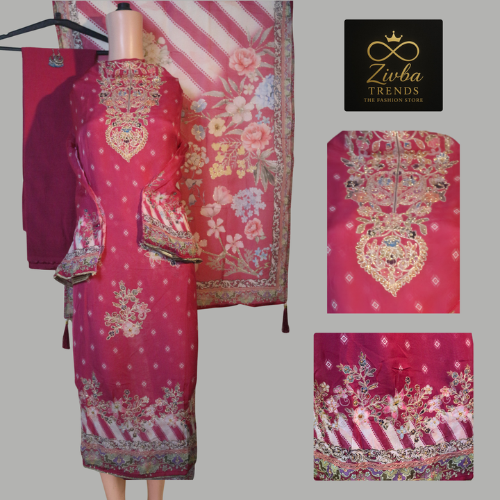 Rani Pink Crepe Silk Suit Set