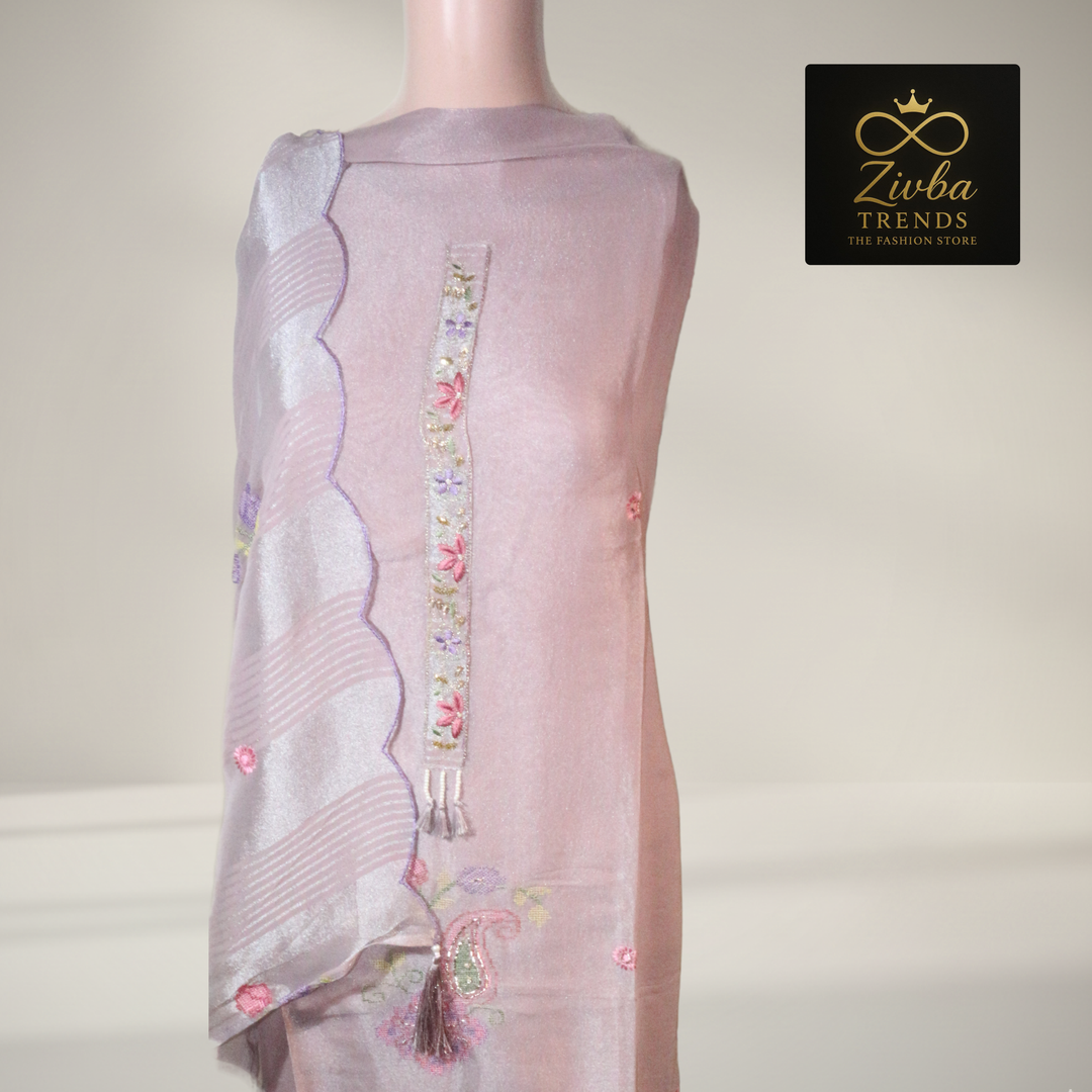 Light Purple Embroidered Unstitched Suit Set