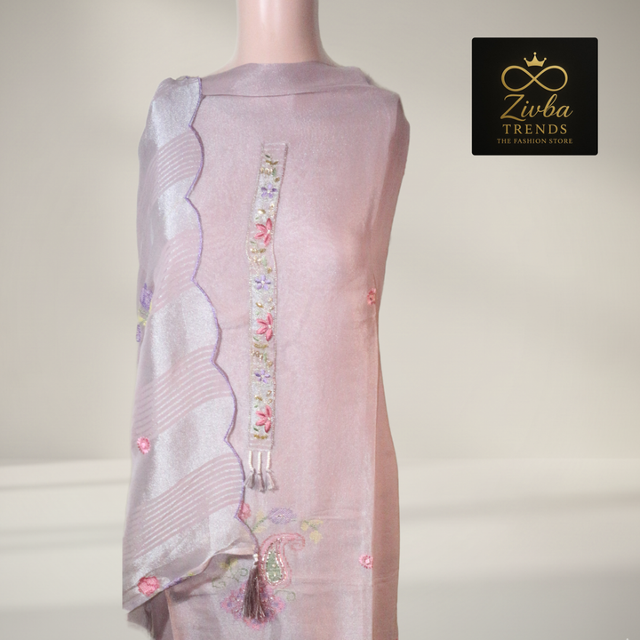 Light Purple Embroidered Unstitched Suit Set