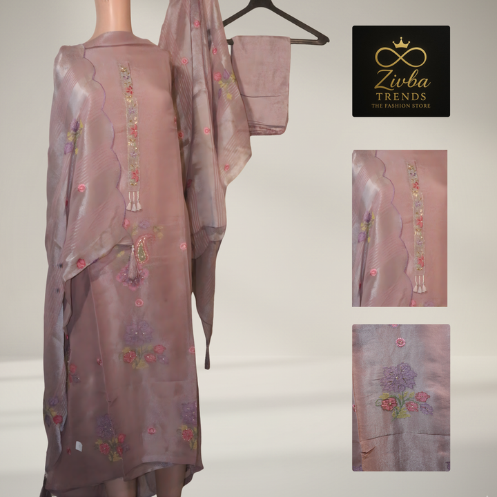 Light Purple Embroidered Unstitched Suit Set