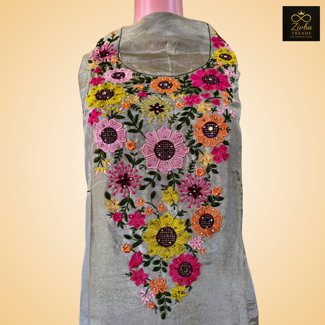 Light Mehndi Green Shine Tussle Suit Set