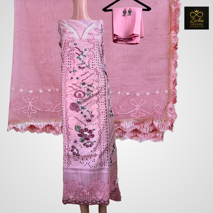 Light Pink Cut Work Design