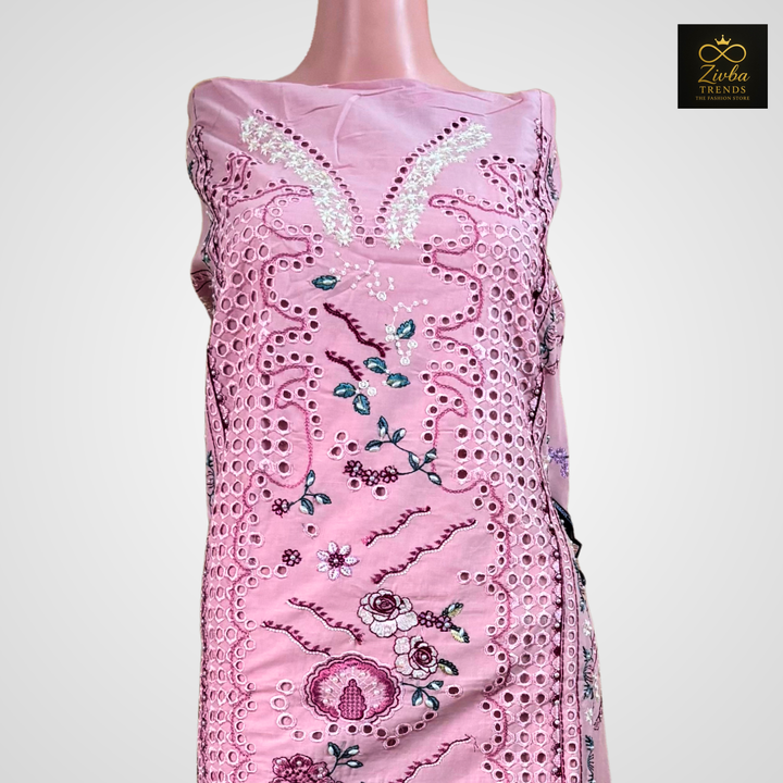 Light Pink Cut Work Design