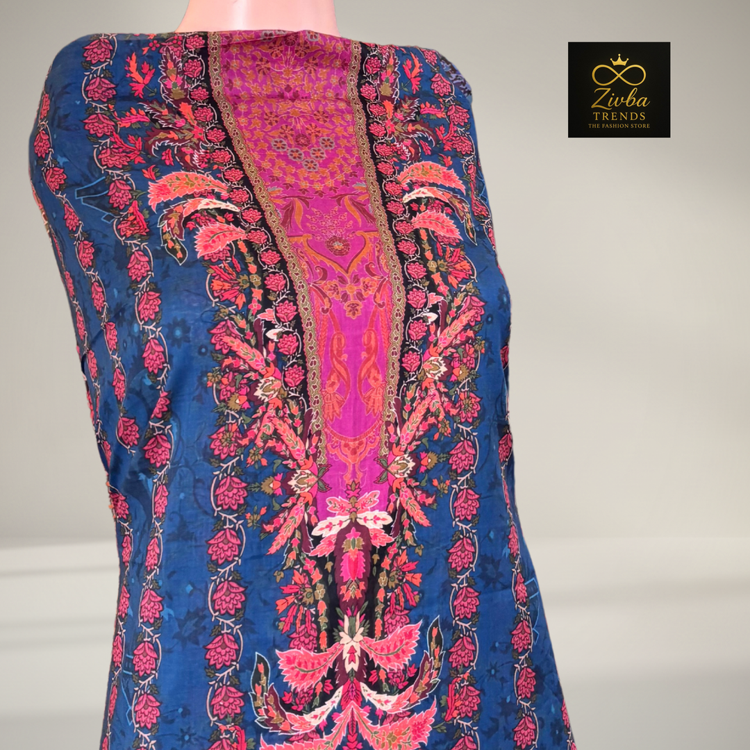 Morpankhi Blue Printed Suit Set with Elegant Floral Detailing