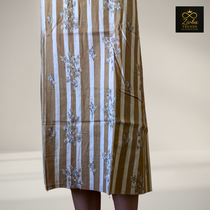 Skin Colour Printed Suit Set with Thread Embroidery