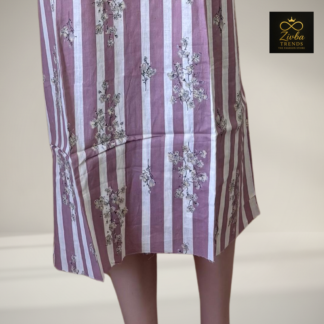 Pink Printed Suit Set with Thread Embroidery