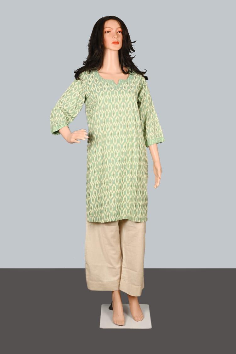 पिस्ता ग्रीन रेयॉन कॉटन प्रिंटेड को-ऑर्ड सेट