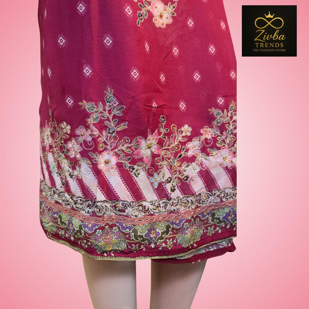 Rani Pink Crepe Silk Suit Set